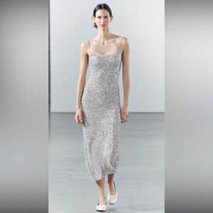 Zara  ZW COLLECTION Silver Sequin Dress NWT